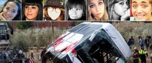 Da sinistra: Elena Maestrini, Valentina Gallo, Elisa Scarascia Mugnozza, Serena Saracino, Elisa Valent, Lucrezia Borghi, Francesca Bonello, le sette ragazze italiane morte nell'incidente in Catalogna. ANSA